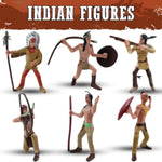 Liberty Imports 12 PCS Cowboy and Indian Figures, Mini Wild West and Native American Toy Figurines with Realistic Details, Western Cake Toppers, Party Favors for Kids