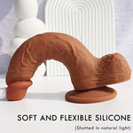 9 Inch Realistic Dildo Dual Density Liquid Silicone Cock With Strong Suction Cup, Lifelike Penis Sex Toy Flexible Female G Spot Masturbation Toy With Curved Shaft And Balls