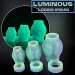 Silicone Penis Sleeve Cock Ring Blue Green Purple Glow In The Dark Thick Hollow Knot Dildo Penis Enlarger Penis Rings Short Penis Sheath Testicle Toys Cock Sleeve Reusable Adult Sex Toy Couple (S)