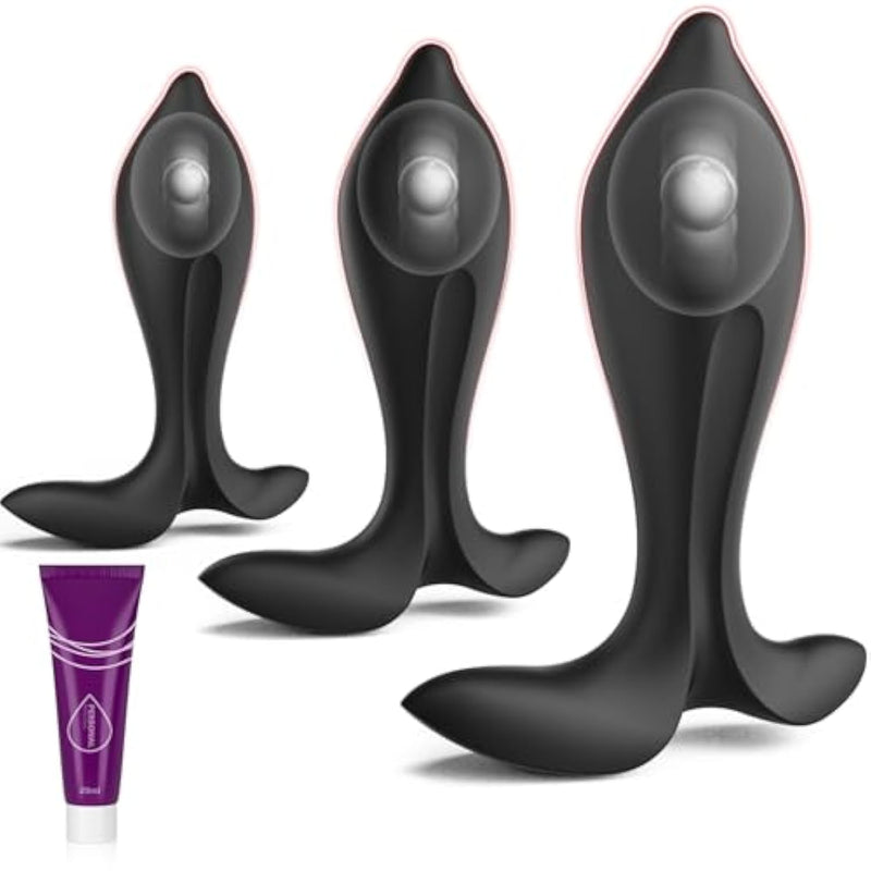 Silicone Anal Plug Trainer Set, 3Pcs Butt Plug With Internal Steel Ball For Beginners Advanced Users, Whale Base Prostate & Pleasure Sex Toys For Women, Men Comfortable Long-Term Wear