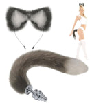 Fox Tail Anal Plug?Metal Spiral Buttplug?Anal Toys For Men And Women Beginners,Sex Toy Can Long Time Comfortable Wear.Furry Ear Headband For Adult Games And Cosplay (Large)