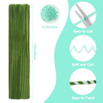 300pcs Green Chenille Stems for Flowers and Craft Projects