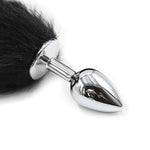 Sexy Fox Tail Cosplay Anal Butt Plug, Faux Fur Tail Stainless Steel Anal But Plug, Adult Games Sm Anal Sex Toys For Begainners Women Men Couples (White With Black)