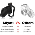 Chastity Device Cock Cage-Upgraded New Material?Light Nylon Resin?Large Male Chastity Lock With 4 Removable Rings For Penis Exercise And Adult Games Sex Toy For Men | Black