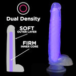 Lollicock 7" Glow-In-The-Dark Silicone Dildo W/Balls For Men, Women, & Couples. Glow In The Dark Dildo With Balls Made With Premium Silicone Strong Suction Base Firm & Flexible. 1 Piece, Purple.