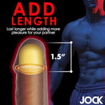 Jock Extra Long 1.5" Penis Extension Sleeve For Men & Couples. Gain Size In Seconds! Realistic Feel With Textured Sheath, Smooth And Snug Wear, Custom Length. Body-Safe Tpe. 1 Piece, Dark