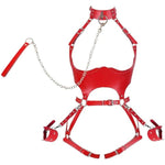 Sex Bondage Bdsm Kit Restraints Set, Adjustable Restraint Harness Kit With Leash Wrist Cuffs And Waist Garter Belt Full Body Harness