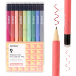 9 Color Erasable Gel Pens with 0.7mm Fine Tips, Whimsical Whirls Design