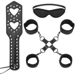 Bondage Restraint Hogtie Set, Handcuffs Ankle Cuffs Blindfold And Spanking Paddle For Adults Sex Play Toys