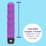 Silencer Vibrator - 7 Inch Vibrator For Women - Multispeed Quiet Massager - Rounded Tip & Wavy Shaft For Stimulation - Waterproof - Purple