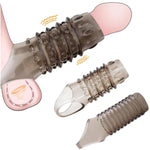 2 Pcs Reusable Cock Rings For Men, Penis Enlargement Sleeves, Delay Ejaculation Stronger Erection Enhancement Sex Toys Soft Realistic Silicone Penis Ring For Adult Male Couples(Black)