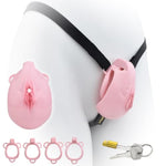 Pink Resin Chastity Cage With Anal Plug - Male Chastity Lock Devices With 4 Rings, Bdsm Sissy Adult Sex Toys For Male Penis Cage And Unobtrusive (Pink, 88G)