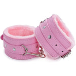 Adjustable Handcuffs Ankle Bracelets Sm Adult Plush Pu Leather Bondage Fetish Handcuffs Kit Cuff Restraint Set Sex Toy, Handcuff Restraints Adult Sex Toys Pink