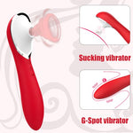 2-in-1 Silicone Suction & Vibrating Massager – Powerful Air Pulse Stimulation, Dual-Mode Pleasure Device, Portable Travel-Friendly Design, USB Rechargeable (Red)