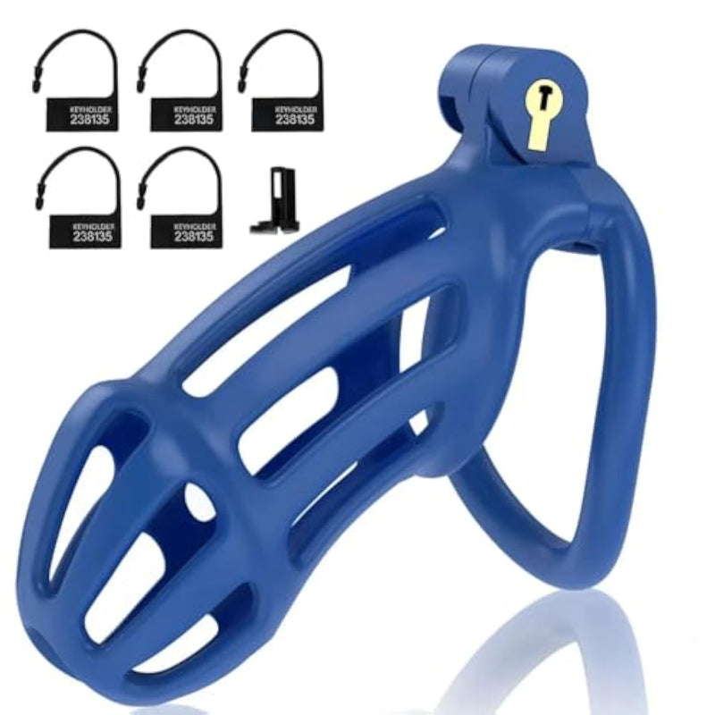 Male Chastity Cage Devices, Bondage Chasity Cock Cage For Men Penis Erection Control, Male Chastity 3D Printing Lightweight With 5 Sizes Ball Rings, Adult Sex Toys For Men
