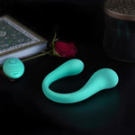 Omni Duet Bendable Dual-Head Couples Vibrator, 10-Mode G-Spot/Clitoral Stimulation, Ultra-Soft Medical-Grade Silicone, Usb Rechargeable, Waterproof (Seafoam Green)