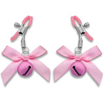 Nipple Clamps,Nipple Clamps For Pulling,Adjustable Nipple Clamp For Women And Men, Metal Nipple Clips Non Piercing,Nipple Clamps With Chain For Nipple Decoration,Nipple Clip With Bell (Pink Bow)