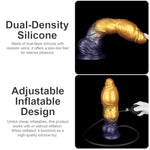 10" Inflatable Silicone Dildo Dual Density Monster Fantasy Dildo With Horse Dragon Knot Suction Cup Base Thick Anal Plug Animal Butt Plug For Women Men Gay Couples Strap On Compatible Consoladores