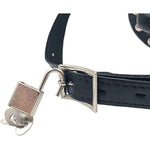 Sm Dildo Gag Double-Cock Lockable Realistic Penis Gag Mouth Gag With Adjustable Leather Strap