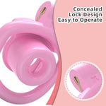 Inverted Chastity Cage Micro Slave Sex Toy Set with 4 Cock Rings and Key - Large, Pink