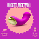 Blush Aria Bangin' Af 7.25" Curved G-Spot Vibrator, Puria Silicone Sleek Massager, 10 Powerful Rhythms, Magna Charge, Waterproof, Portable Vulva Stimulator - Adult Sex Toy For Women, Couples -(Purple)