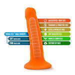 Blush Neo 6" Slim Realistic Dildo, Dual Density Soft Sensa Feel Penis - Suction Cup, Harness Compatible Anal, Vaginal, Pegging Play Lifelike Cock, Adult Sex Toy For Women, Men, Couples - (Neon Orange)