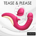 Lickgasm Tease & Please Thrusting & Licking Vibrator For Women, & Couples. Flexible, Dual Stimulating Shaft. Thrusting And Vibration, Premium Silicone. Waterproof & Rechargeable. 2 Pieces, Pink.