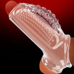 Penis Sleeve Extender Cock Ring With Massage Particles For Erection Enhancement Delayed Ejaculation Enlarge Prolong Pennis Male Sex Toys Penis Ring Adult Toys (Transparent)