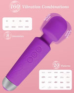 Vibrator Wand with 20 Modes & 8 Speeds, Clitoral Vibrators for Women Wand Massager, Waterproof Female Vibrating Adult Sex Toy, Clit Stimulator Sex Toys for Her Pleasure (Purple)