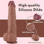 3' Huge Silicone Dildo With Wide Ball, Thick Brown 14' Long With App Controlled Vibrating, Wild Large Dildo With Dual Density & Strong Suction Cup Adult Sex Toy