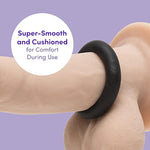 Donut Cock Ring - Thick Stretchy Penis Ring - Snug & Comfortable - Waterproof - Black