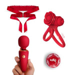 Couple Vibrator Fun Dice Adult Toy Set With Powerful Rechargeable Massager, Mini Vibrator And Rose Cock Ring Clitoris - Lover Christmas Gift Sex Toy