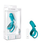 Blush Noje C2 Juniper Vibrating Penis Ring - 10 Vibration Modes, Rechargeable - Soft Silicone Cock Ring With Ball Stretcher Loop - Stronger Erections, Orgasms & Pleasure Couples Adult Sex Toy - (Blue)