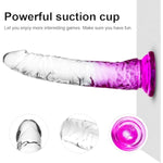 Clear Purple Combination Suction Cup Dildo - 3 Sizes Realistic Dildo(6.4''Small, 7.4''Medium,9.6''Large), Eggless,Perfect For Anal And Vaginal Pleasure Realistic Penis For Beginners To Advanced Users