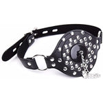 Leather Studded Stoppable Gag - Control & Experimentation | Adjustable Strap | Bdsm Accessory | Bondage Control & Pleasure | Feeding Fantasies | Kinky Play | Perfect Fit