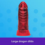 Pleasure Quest Monster Dildo | Thick Fantasy Fire Dragon Dildo With Strong Suction Cup | 7 Inch Big Girthy Anal Toy For Women, Men & Couples | Realistic G Spot Massager Adult Sex Toy