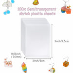 100 Pcs Mini Shrink Plastic Sheets for Kids, 3 x 2 Inch Sanded Craft Film