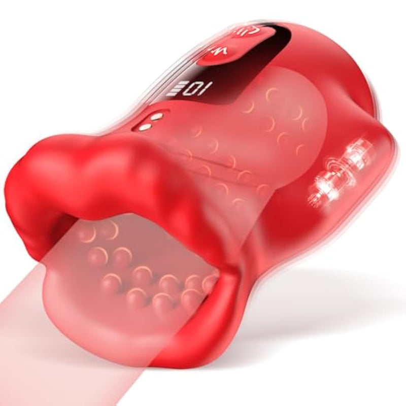 Male Masturbator Penis Vibrator, Male Vibrator Pocket Pussy Stroker, Ultra-Soft Stretchy Sex Toys For Men, 10 Vibrating & 2 Motors Lcd Display, Glans Trainer Masturbators For Oral Sex Pleasure