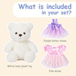 Teddy Bear Stuffed Animal Plush Toy With 2 Dresses,15.5" Cuddly Gift For Babies, Girls On Christmas Or Valentine'S Day
