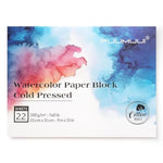 9 x 12 Watercolor Paper Block, 22 Sheets, 140 lb 300 GSM, 100% Cotton Cold Press
