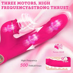 Vibrator Thrusting Dildo, 3 In 1 Rose Sex Toy-G Spot Vibrator With 7 Thrusts, 5 Taps&10 Vibrations, Silicone Dildos Vibrators Nipple Toy, Rabbit Vibrators Adult Toys For Women And Couple