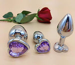 3Pcs Anal Plug Sex Toys, Metal Anal Butt Plugs Training Kit with Heart-Shaped Jewelry Base Adult Sex Toys & Games for Women Men Couples Beginners Large/Medium/Small,Light Purple