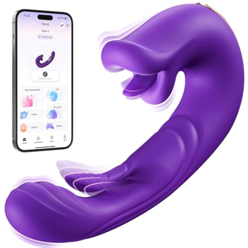 Vibrator Adult Sex Toys For Women - 3In1 Flapping Dildo Tongue Vibrators With 3 Licking & 10 Vibrations, Rose Sex Toy For Clit Anal G Spot Stimulation Adult Sex Toy & Games For Women Couples