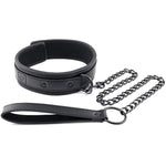 Women And Men Padded Leather Bondage Collar And Leash Set, Leather Sex Toys Bdsm Slave Collar For Bondage Restraints, Leather Sex Collar For Sm Games (Black-1)