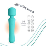 Wand Vibrator For Solo Or Partner Play, Muscle Relaxation, Sex Toy Made Of Body-Safe Silicone, Waterproof, Rechargeable, Handheld Massager With 10 Vibration Settings, Teal