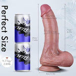 2.6' Diameter Thick Realistic Dildos Dual Density Silicone Dildo With Strong Suction Cup Bend Long Penis Sex Toy For Men Women, 11.4 In