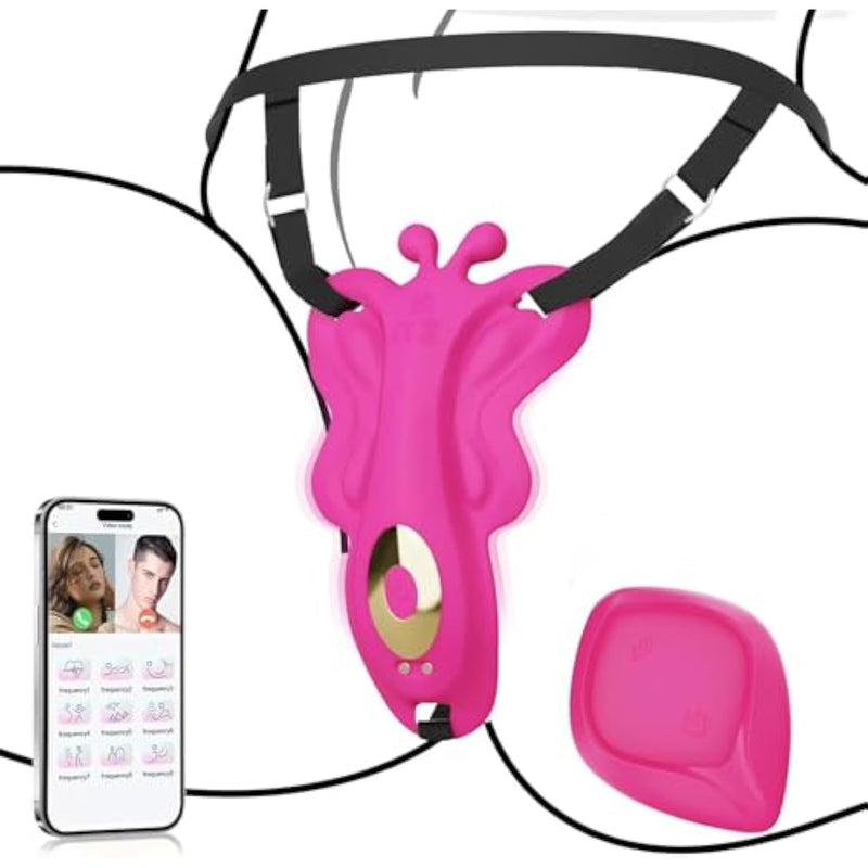 Thong Panty Wearable Vibrator Adult Sex Toys For Women, App & Remote Control Clitoris Stimulator Novelties Adult Toys With 9 Vibrations, Mini Discreet Butterfly Vibrator For Women Couple (Pink)