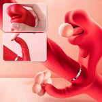 Rabbit Thrusting Vibrator G Spot Massager With Tongue Anal Clitoral Stimulator 5 Vibration Modes With Thrust And Nibbling Silicone Dildo Sex Toys For Women And Couples