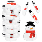 Christmas Wooden Blocks Stacking Game, Snowman Collapsible Tower Game For Family Game Nights, Parties & Festive Decor, Suitable For Indoor/Outdoor Play