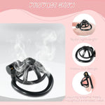 Pink Sissy Chastity Cage 3D Breathable Lightweight Chastity Lock With 4 Penis Rings Mini Inverted Bondage Chastity Device Sm Male Adult Exercise Sex Toys (Black)